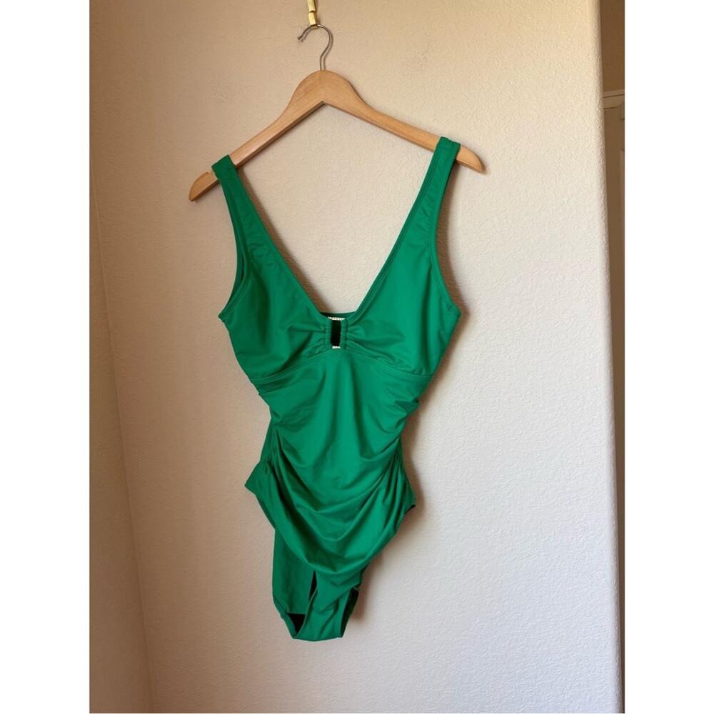 Lauren Ralph Lauren Ring Underwire One-Piece Swimsuit Green Size M